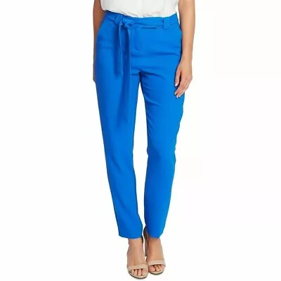 VINCE CAMUTO Women's Parisian Blue Belted Waist Tie  Crepe Pants NWOT 4 • $13.50