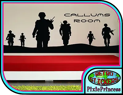 Army Men Call Of Duty Personalised Wall Art Vinyl Sticker Custom Bedroom Decal • £7.25