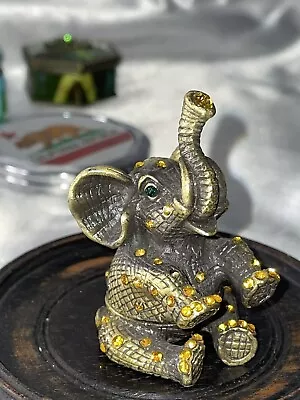 Baby Elephant Jeweled Hinged Trinket Box With Crystals • $12.99