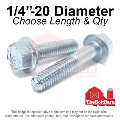 1/4 -20 Grade 5 Hex Flange Screws Frame Bolts COARSE Zinc (Pick Length & Qty) • $9.25