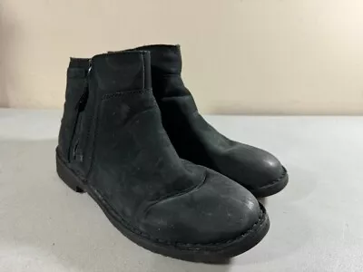 Ugg Rea Nubuck Leather Ankle Boot Side Zip Women Black 1017503 Size 8.5 • $34.99