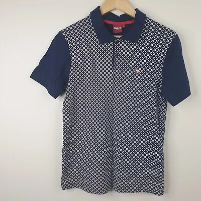 Merc London Polo Shirt Mens Small Navy Blue Short Sleeve Mod Casual T-Shirt • £11.99