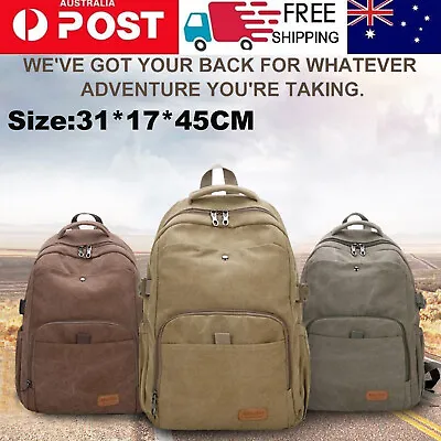 Vintage Durable Canvas Backpack Rucksack Laptop Notebook School Travel Unisex • $18.99