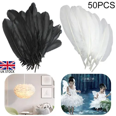 50pcs Nature Large Goose Feathers Decoration 6-8 Inches/15cm To 20cm UK • £5.08