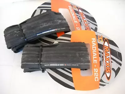 **2 NEW OLD STOCK MAXXIS RADIALE 700 X 22 FOLDABLE TYRE 145 Psi BLACK 3C COMP** • $69.95