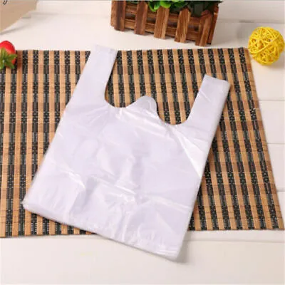 100pcs Plastic T-Shirt Retail Supermarket Grocery Shopping Handle Packaging Bags • $2.59