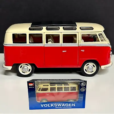 MZ 1:24 Die Cast VW Licensed 1962 Red Bus NIB Lights Sounds Doors Open VIDEO • $13.59