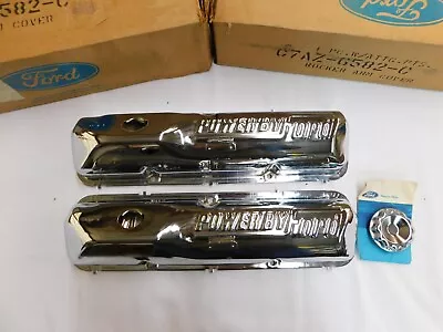 NOS OEM Ford 428 Cobra Jet Valve Covers Mustang Fairlane Torino Chrome 1968 1969 • $1229