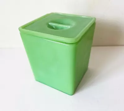 Vtg Green Glass Jeannette Jadeite Tall Square Canister With Lid Storage Jar 5.5  • $55