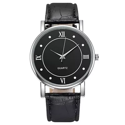 £5.89 • Buy Mens Wrist Watch Analogue Quartz Fashion Leather Strap Watches Black Brown UK