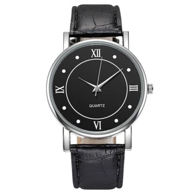 £5.89 • Buy Mens Wrist Watch Analogue Quartz Fashion Leather Strap Watches Black Brown UK