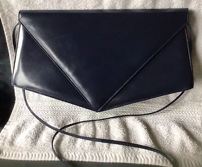 CHARLES JOURDAN Paris France Leather Envelope Purse Navy • $44