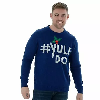 Mens Christmas Novelty Jumper Funny Knitted Blue Xmas Sweater #Yule Do • £9.95