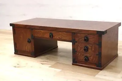 Japanese Furniture IWAYADO TANSU Study Desk Workbench Book Desk Zelkova Wood • £1417.41