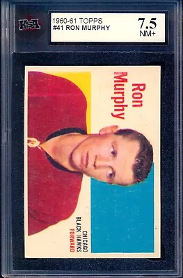 1960-61 TOPPS NHL HOCKEY #41 Ron Murphy Graded KSA 7.5 NM + Chicago Black Hawks • $76.49