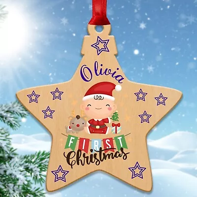 Personalised Baby 1st First Christmas Bauble Tree Decoration Baby Girl Boy Gifts • £3.95