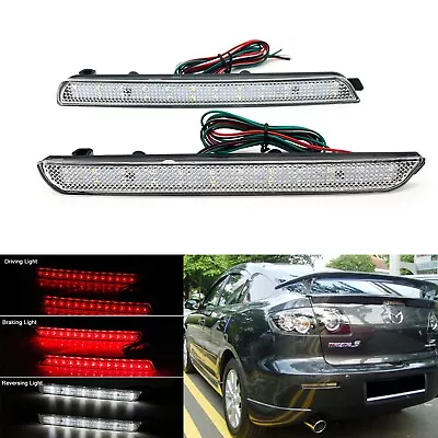 Clear Lens LED Bumper Reflector Backup Tail Brake Light For 04-09 Mazda 3 Axela • $21.99