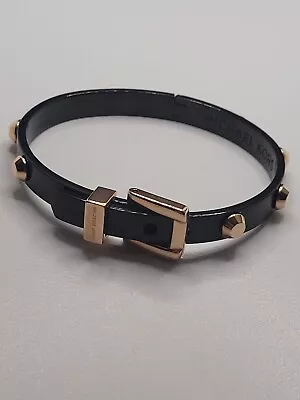 Michael Kors Buckle Bangle W/ Studs Black & Rose Gold Two-Tone Hinged Bracelet  • $35.97