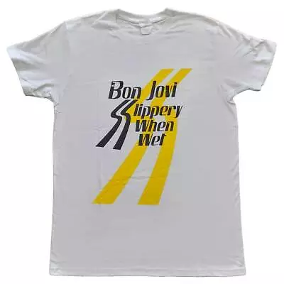 £16.49 • Buy BON JOVI  - Unisex T- Shirt - Slippery When Wet  - White  Cotton 
