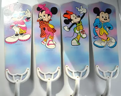 Vintage Disney Mickey And Minnie Mouse 4 Ceiling Fan Blades Parts 80s Fashion • $34.99