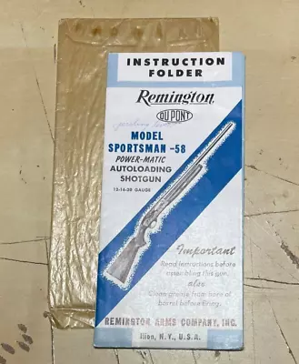 Vintage Original Remington Model Sportsman - 58 Autoloading Shotgun Manual • $34.95