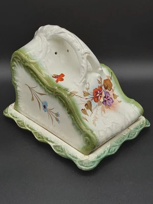 $39 • Buy ANTIQUE Ludwig Wessel Cheese Keeper Floral Multi Color Pattern 19th Century 