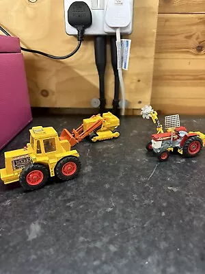 3 Vintage Matchbox Superkings Tractors Excavator Caterpillar Massey Ferguson  • £19.99