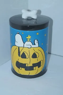 Peanuts Snoopy Trick Or Treat Blue Halloween Cookie Jar Canister Great Pumpkin • $34.99