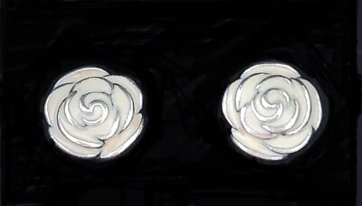 $25 • Buy Genuine Pandora SS 925 ALE Pink Enamel Rose Stud Earrings