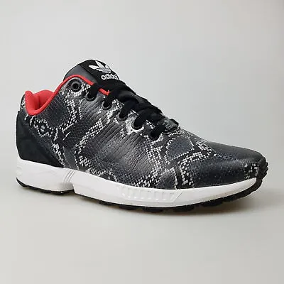 Women's ADIDAS 'ZX Flux Snakeskin' Sz 7 US Shoes Black Red | 3+ Extra 10% Off • $52.49