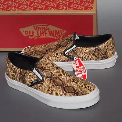 Deadstock Vans Classic Slip-On Leather Snake Gold VN-0XG8ENN Sneaker Men Us8 • $329.35