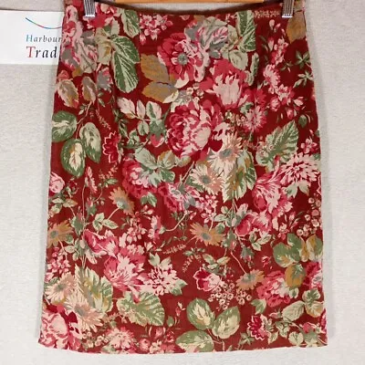 Laura Ashley Skirt Vintage 1980's Womens Size (V14) UK 10 Cord Flowers Floral • £17.49