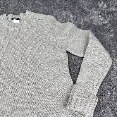 Vintage J Crew Women's Sweater Gray Wool Pullover Medium Lamb Wool Cuffed Sleeve • $14