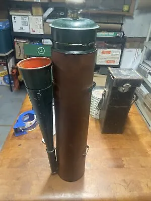 Vintage Antique Boat Marine Fog Horn Hand Pump Working 23” Tall Leather Wrapped • $329.52