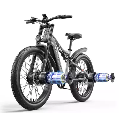 2000W Dual Motor Pedelec Mountain Bike 2×80NM E MTB 26'' 30mph Moped Shengmilo • $1699