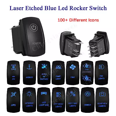 Blue Led Laser Rocker Switch Marine Toggle Switch For Car Boat RV Van 12V/24V • $16.49