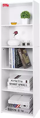 5-Tier Bookshelf Narrow Bookcase Wood Cube Storage Shelf Freestanding Open Shelf • $60.85