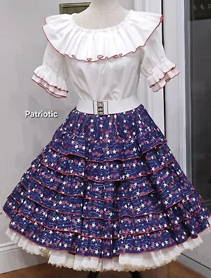 Vintage Square Dance Outfit Skirt & Blouse Rythm Creations. Patriotic  • $55