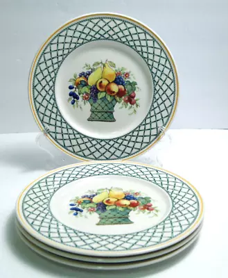 Villeroy & Boch Basket Salad Plates SET Of 4 Green Lattice Dessert West Germany • $34.99