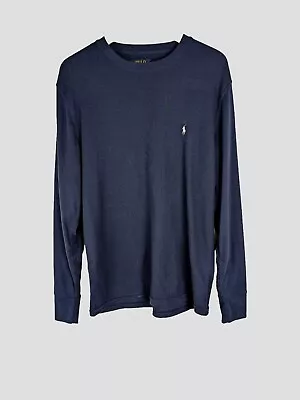 Polo Ralph Lauren Men's Waffle Knit Blue Long Sleeve Thermal Pony Pullover L • $17.99