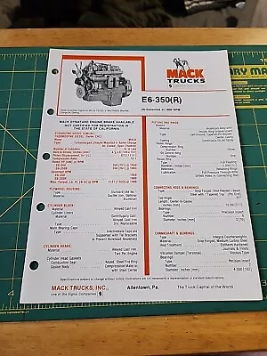 1981 Mack Trucks Brochure E6-350 R Econodyne Diesel Engine 4 Pages • $11.52