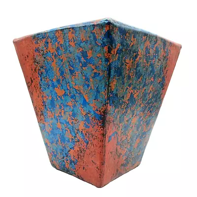 Mexican Terracotta Clay Pottery Planter Rustic Stoney Square Blue Large 14in • $95