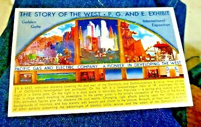 Vintage Postcard Golden Gate Exposition Pg&e Pacific Gas Electricity 1939 • $24.99