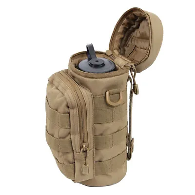 Tactical Molle Large Water Bottle Pouch Zipper Hydration Pack Outdoor Belt Pouch • $12.46