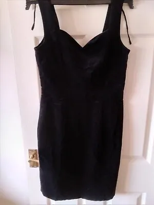 CHARLOTTE HALTON DRESS Size 14 Black Velvet Partywear  Low Back • £14.99