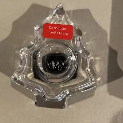 Mikasa Christmas Tree Clear Glass Candle Holder NIB • $10.60