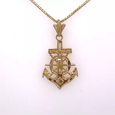 14kt Yellow Gold Anchor With Crucifix Pendant 2.0 Grams • $169