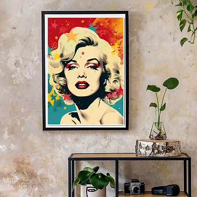 Colourful Retro Marilyn Monroe Poster Print -Poster Wall Art Print-Free Shipping • $9.99