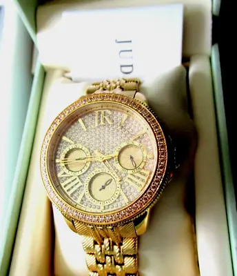 Judith Ripka Gold-Tone Stainless Steel Chronograph Watch JR Box* Size Average • $269.96