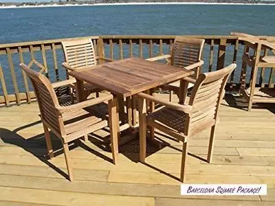 Windsor's Genuine Grade A Teak 35  Square DropLeaf Table W/4 Stacking Arm Chairs • $2595